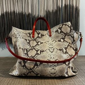 RARE Clare V. Snakeskin Leather Simple Tote